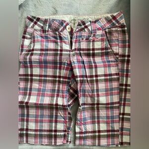 Aeropostale White Cotton Bermuda Shorts with Pink & Navy Trim